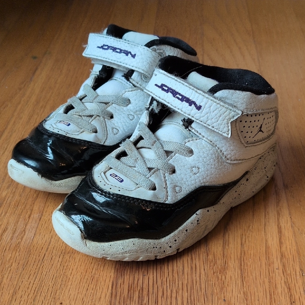 Kids Black and White Jordan Shoes